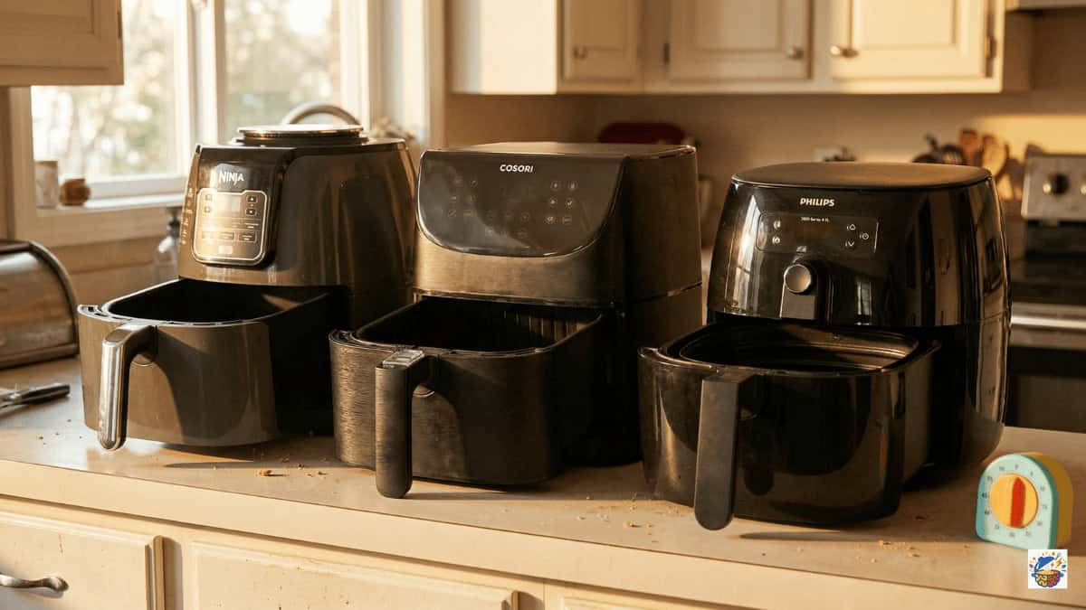 Three air fryers compared for ADHD cooking — Ninja, Cosori, Philips |