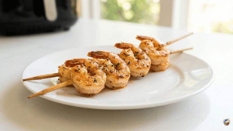 Alex's air fryer shrimp skewers — summer no-oven dinner in 10 minutes