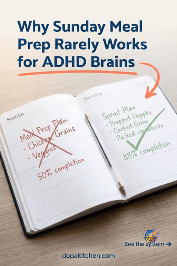 Sunday meal prep ADHD brain energy window fix dopakitchen